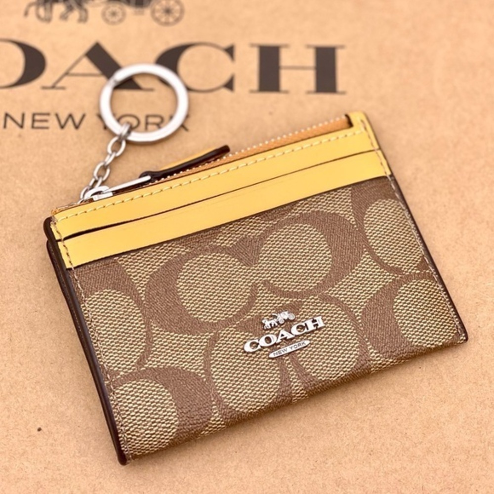 Coach Mini Skinny ID Case Small Wallet in
Signature Canvas